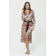 For You Woman Satin Red Floral Pattern Dress