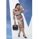 For You Woman Satin Red Floral Pattern Dress