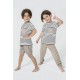 For You Kids Organic 3 Piece Pocket Anchor Embroidered Stone Pajamas Set