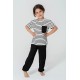 For You Kids Organic 3 Piece Pocket Anchor Embroidered Black Pajama Set