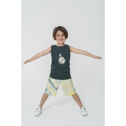 For You Kids Mars Cycling Pattern Green Athlete Capri PT