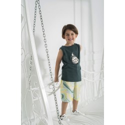 For You Kids Mars Cycling Pattern Green Athlete Capri PT