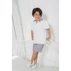 For You Kids Shirt Collar Anchor Embroidered Bottom Top PT