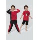 For You Kids 4-Piece For You Pop Corn Pattern Red Black Pajamas Set