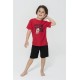 For You Kids 4-Piece For You Pop Corn Pattern Red Black Pajamas Set