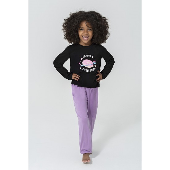 For You Kids Set of 4 Donut Cat Patterned Purple Black Pajamas