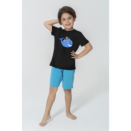 For You Kids 4-Piece Octopus Pattern Blue Black Pajamas Set