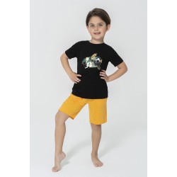 For You Kids 4-Piece Spaceship Yellow Black Pajamas Set