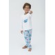 For You Kids 4-Piece Crab Whale Patterned Claret Red White Pajamas Set