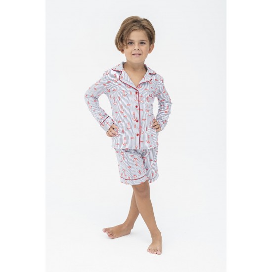 For You Kids Set of 4 Red Tie Anchor Pattern Pajamas