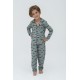 For You Kids 4-Piece Black Striped Shark Pattern Pajamas Set