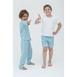 For You Kids Set of 4 White Pile Sailboat Pattern Pajamas