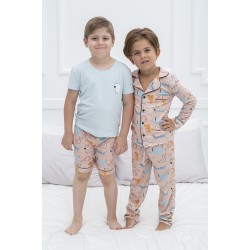 For You Kids 4-Piece Black Tie Dog Pattern Pajamas Set