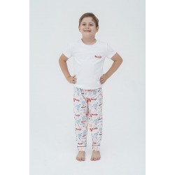 For You Kids 4 Pieces Red Tie Airplane Pattern Pajamas Set