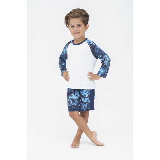 For You Kids 4 Pieces Navy Blue Camouflage Pattern Pajamas Set