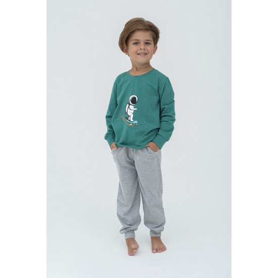 For You Kids Astronaut Patterned Green Pajamas Set of 4