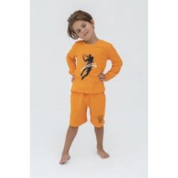 For You Kids 4-Piece Basketball Pattern Orange Pajamas Set