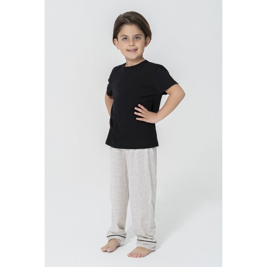 For You Kids 3-Piece Black Long White Pajamas Set