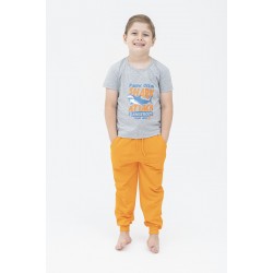 For You Kids Shark Pattern Orange Gray Pajamas Set of 4