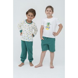 For You Kids Pineapple Pattern Green Pajamas Set of 4