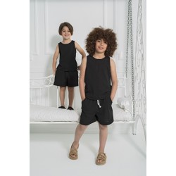 For You Kids Suspended Athlete Shorts Black Bottom and Top Set