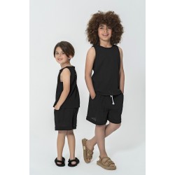 For You Kids Suspended Athlete Shorts Black Bottom and Top Set