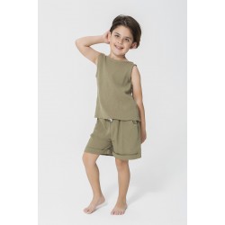 For You Kids Suspended Athlete Shorts Khaki Bottom and Top Set