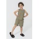 For You Kids Suspended Athlete Shorts Khaki Bottom and Top Set