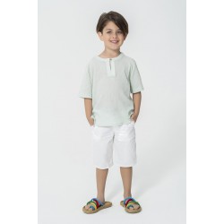 For You Kids Organic Collar Single Button Mint Green Shirt