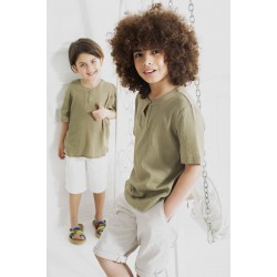 For You Kids Organic One-Button Collar Khaki Shirt