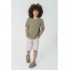 For You Kids Organic One-Button Collar Khaki Shirt