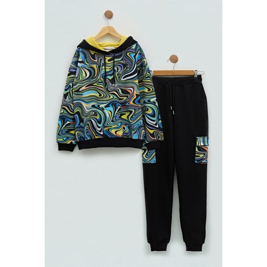 For You Kids Boy Patterned Cargo Pocket Tracksuit Set