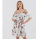 Spaghetti Strap White Floral Mini Dress