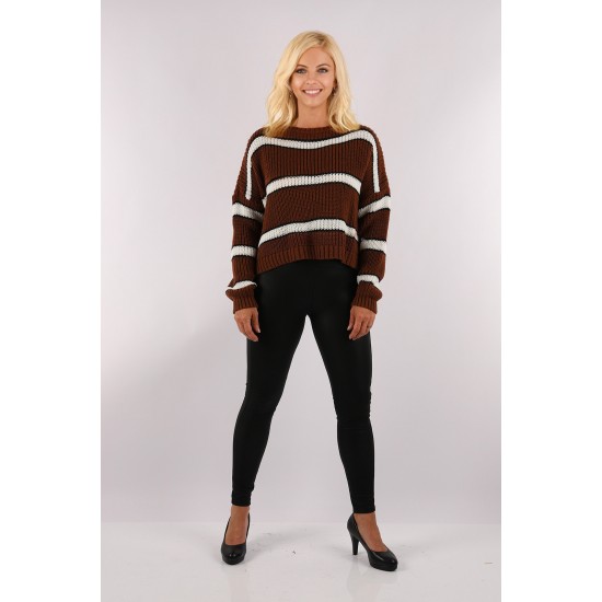 Maroon White Stripes Pullover