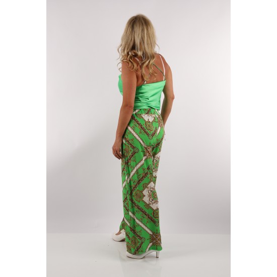 Palazzo Floral Green Line Boho Style Pants