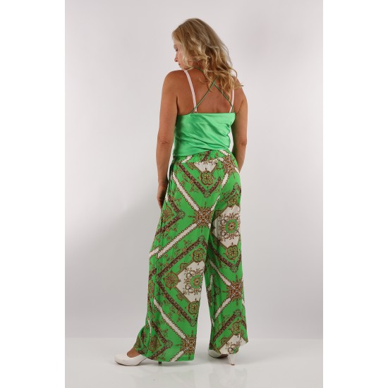 Palazzo Floral Green Line Boho Style Pants