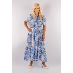 Plus Ditsy Floral V-Ausschnitt A-Linien-Kleid mit geraffter Taille