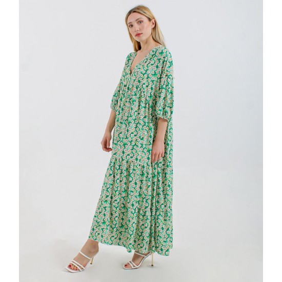 Green Color Flower Rompers Dress 