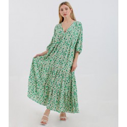 Green Color Flower Rompers Dress 