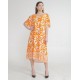 Women Orange Leave Design Long Dress