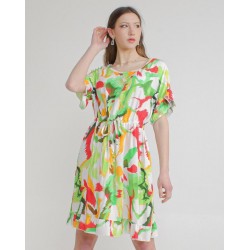 Women Floral Printed Dress Short Sleeve Mini Dress