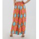 Woman Clothing Orange Multicolor Printed Wrap Midi Dress