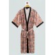 For You Sleepwear Satin Ethnic Pattern Black Dressing Gown