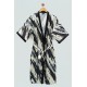 For You Sleepwear Satin Marble Pattern Black Dressing Gown