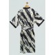 For You Sleepwear Satin Marble Pattern Black Dressing Gown