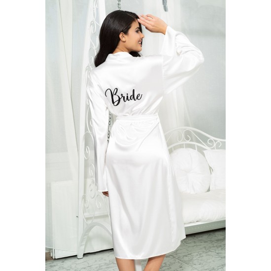 For You Modest Boneli Long Black Bride Embroidered Bridal Dressing Gown