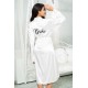 For You Modest Boneli Long Black Bride Embroidered Bridal Dressing Gown