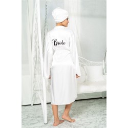 For You Modest Boneli Long Black Bride Embroidered Bridal Dressing Gown