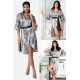 For You In&Out Indoor and Outdoor V-Neck Snake Pattern Belt Black Satin Dressing Gown/Dress