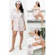 For You Sleepwear 6 Piece Dressing Gown Stone Satin Pajama Shorts Set